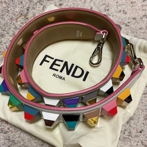 Fendi Multicolor Studded White Bag Leather Strap